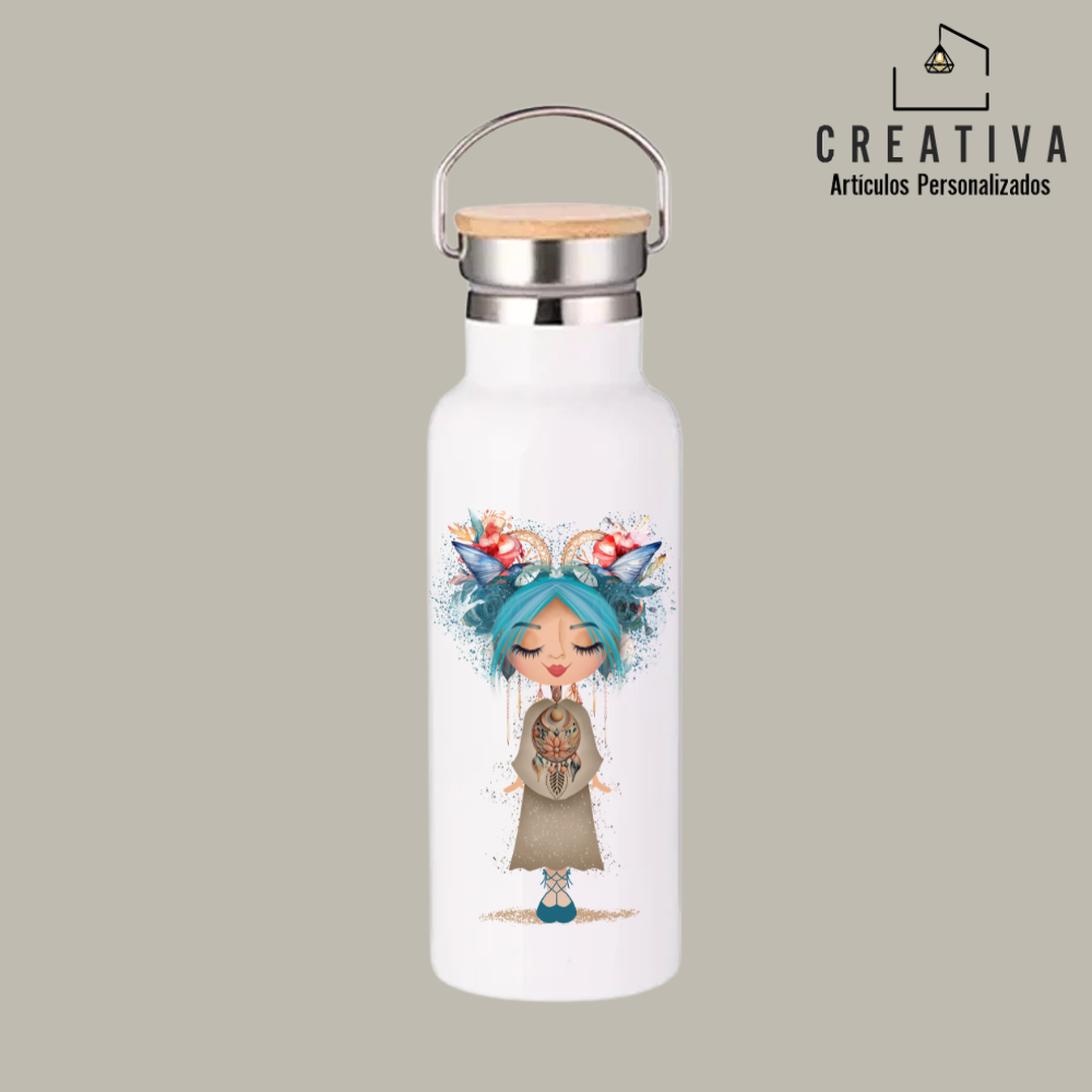 BOTELLA TÉRMICA CON TAPA DE BAMBÚ