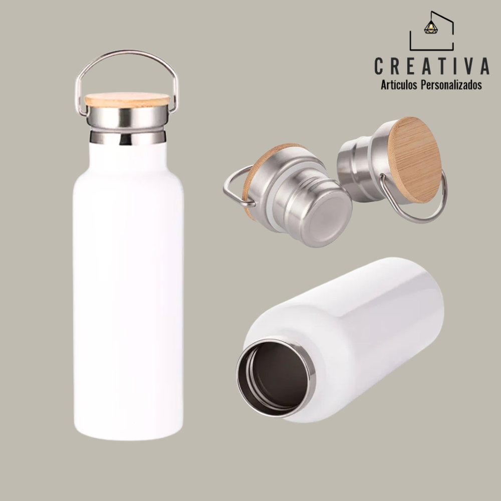 BOTELLA TÉRMICA CON TAPA DE BAMBÚ